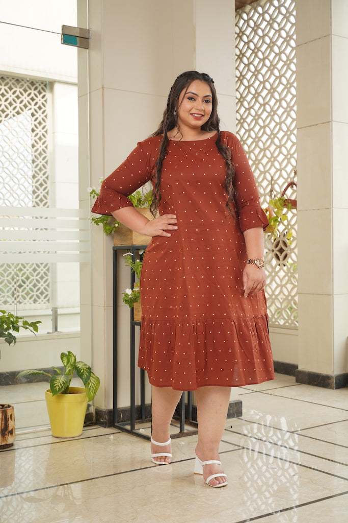 Maroon Polka Tiered Maxi Dress