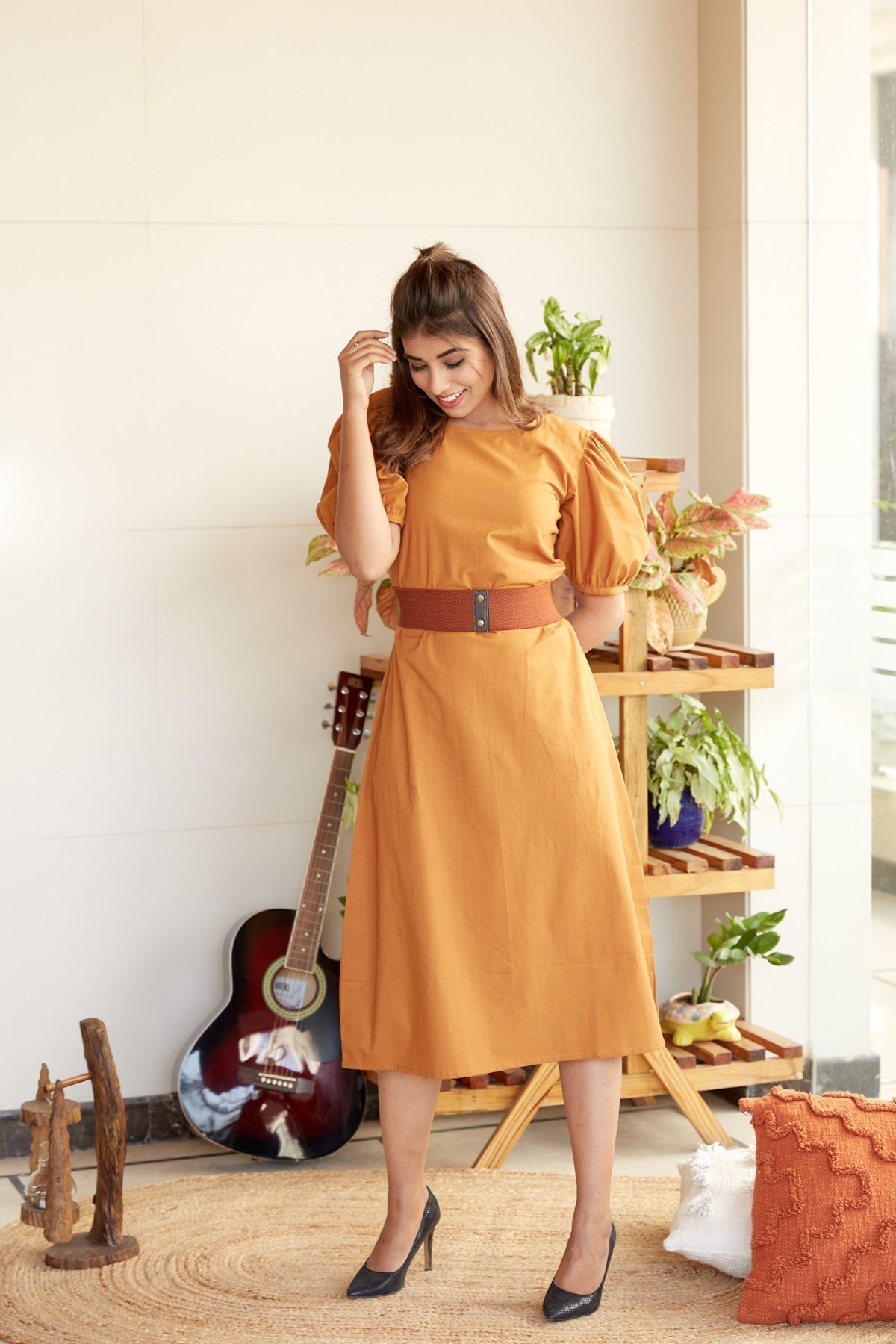 Mustard Linen Office-Wear