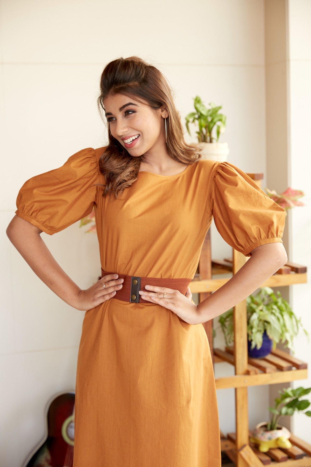 Mustard Linen Office-Wear