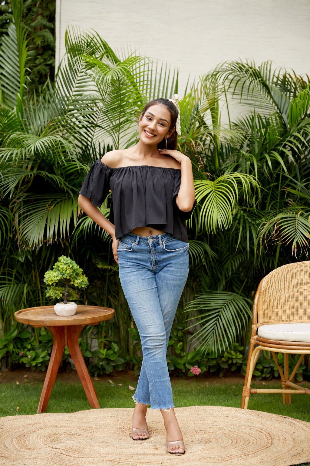 Black Crepe Off Shoulder