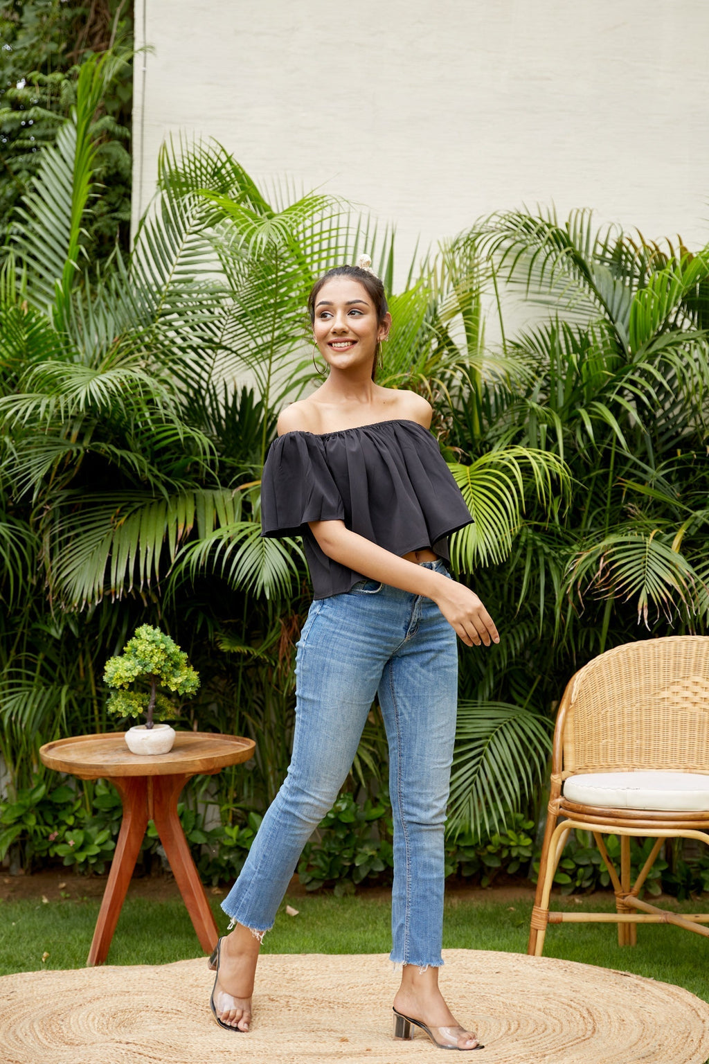 Black Crepe Off Shoulder